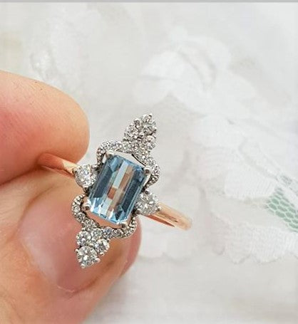 Rose and white gold topaz dress ring